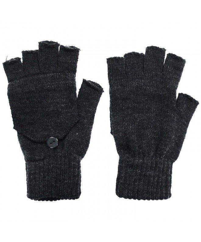 Fingerless Knitted Convertible Mittens Charcoal