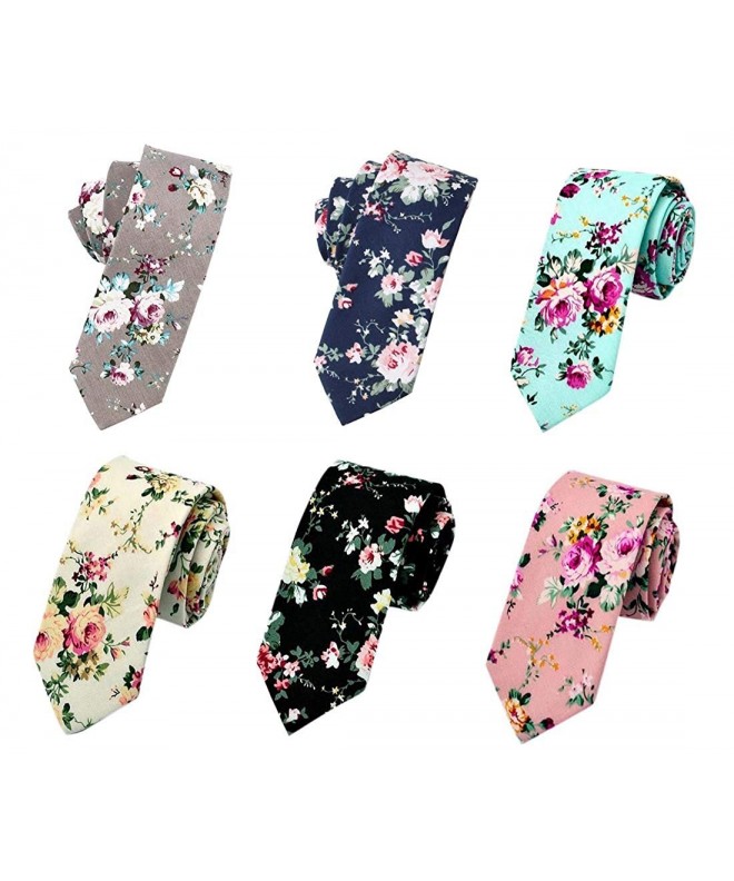Cotton Floral Printed Skinny Neckties