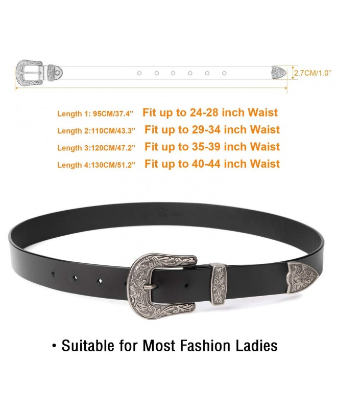 Genuine Leather Belts for Women with Vintage Metal Buckle - Black-01 ...