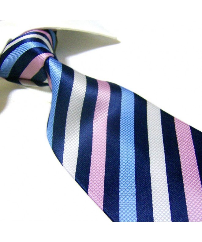 Extra Long White Stripe Necktie