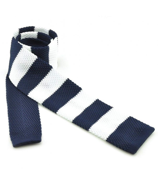Casual Mens Navy Blue & White Wide Stripe Slim 2.16