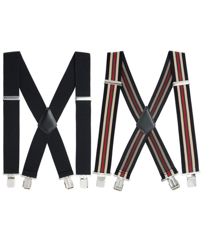X Back Suspenders Adjustable Elastic Striped