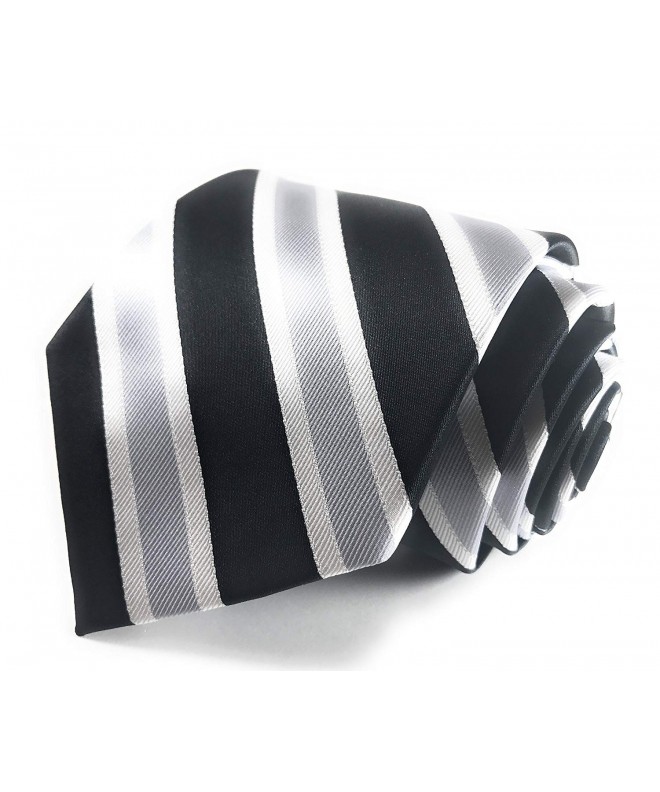 Black Silver White Striped Necktie