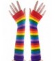 Stretchy Fingerless Warmers womens rainbow