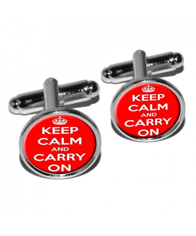 Keep Calm Carry Round Cufflink