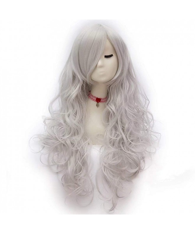 Silver Curly Resistant Cosplay Womens