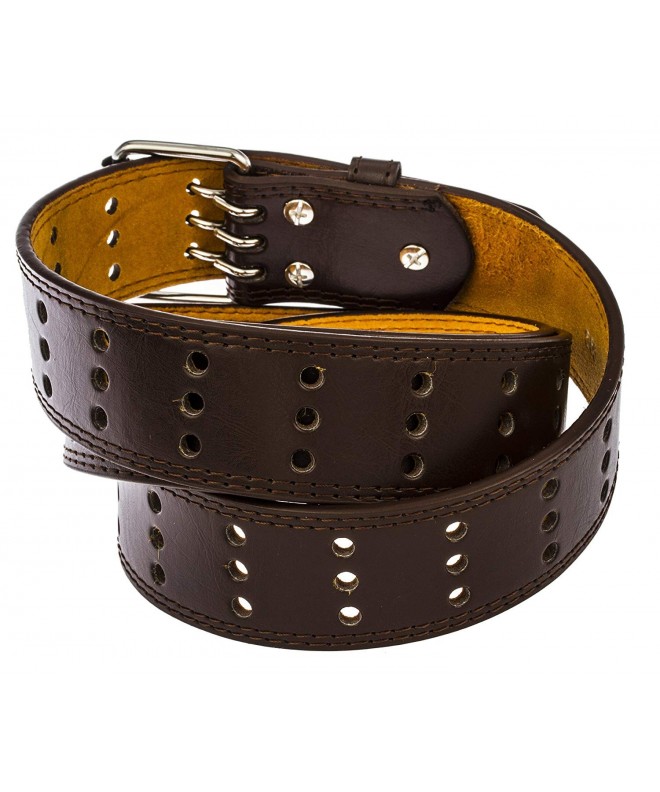 Unisex Faux Leather Three-Hole Belt - Up to 4XL Available - Brown ...