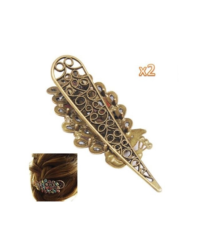 SODIAL Vintage Crystal Peacock Clip Colorful
