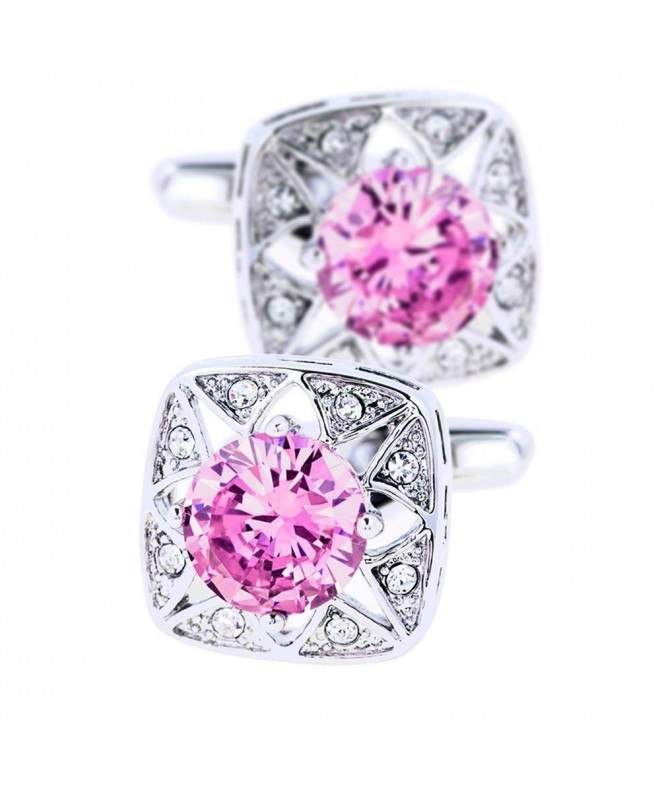 KFLK Pink Stone Crystal Cufflinks
