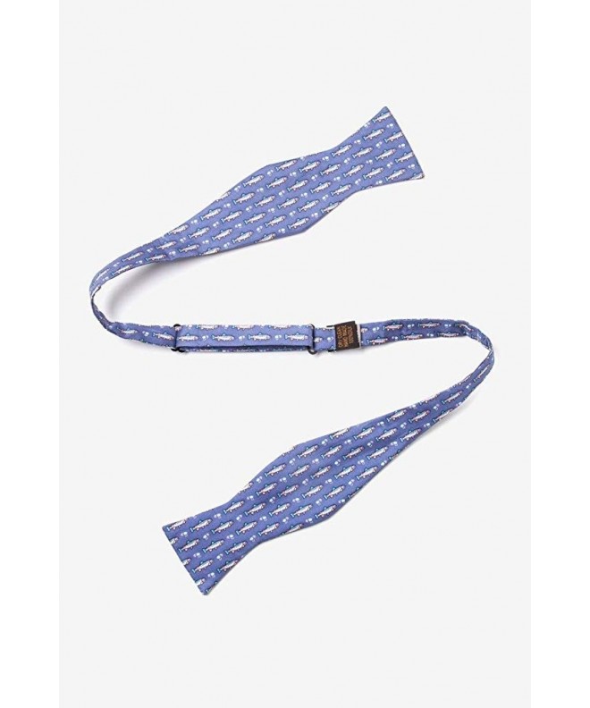 Blue Silk Bow Tie Trout & Fly Self Tie Bow Tie - CZ111HHUUSJ