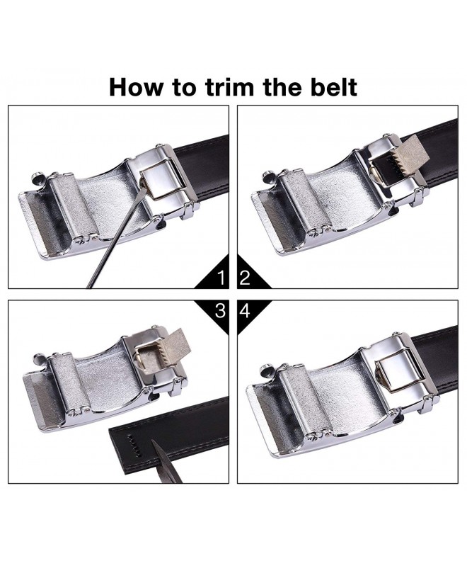 Men's Dress Leather Belt Automatic Ratchet Buckle- Black- 35mm Wide ...