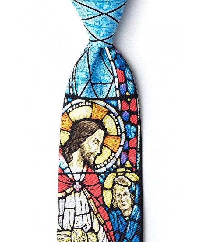 Jesus Stained Glass Blue Silk