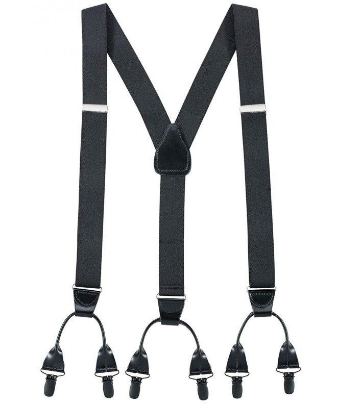 Black Suspenders Double Hold Elastic Button