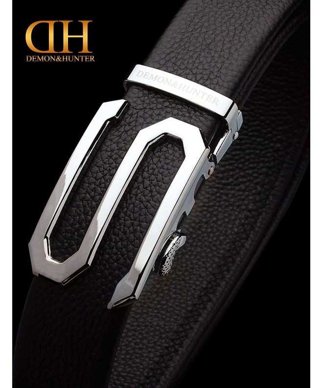 Men's Black Ratchet Leather Belt S806L1 - Black - CG12HSJOETP