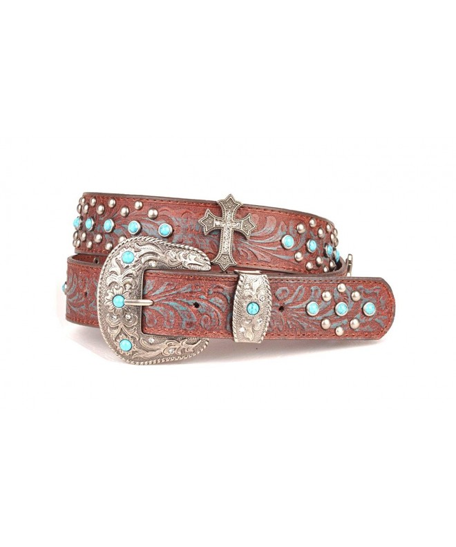 Womens Embossed Leather Stones Western