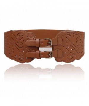 Womens Double Buckle Elastic Stretch Leather