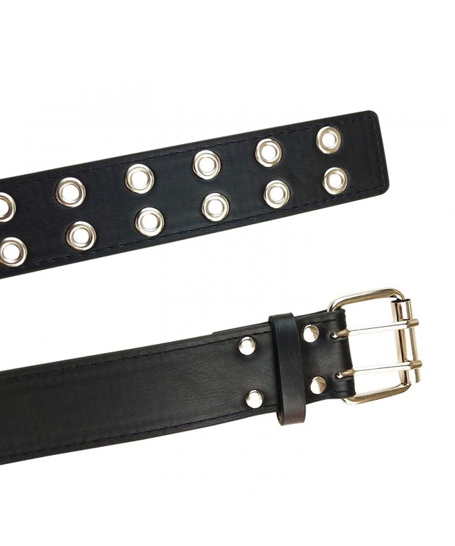 Double Eyelet Grommet Leather Buckle Belt 1.5 Inch Fashion Belt for Men ...