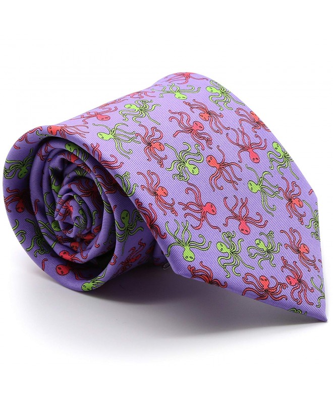 Octopus Purple Necktie Handkerchief Set