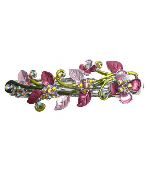 Crystal Flower Barrette YY86800 8rose pink