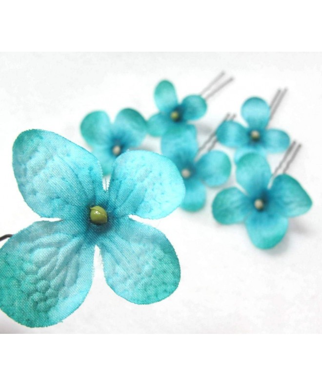 Turquoise Hydrangea Cluster Hair Flowers