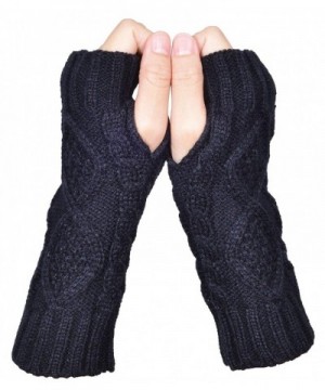 Merino Wool Mittens Thumb hole Black Women Arm Warmers Winter Accessories Short Fingerless Gloves