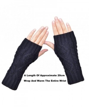 Merino Wool Mittens Thumb hole Black Women Arm Warmers Winter Accessories Short Fingerless Gloves