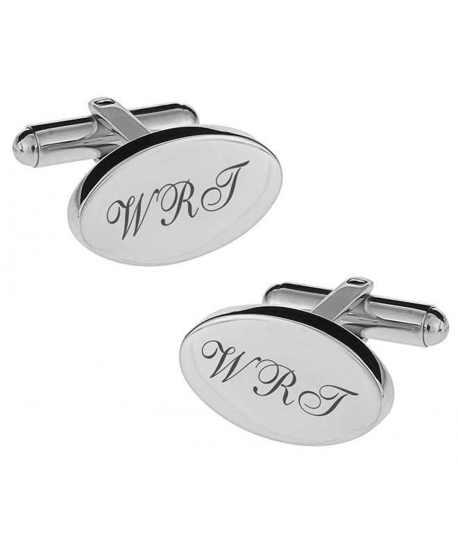 Personalized Silver Oval Cufflinks Engraved