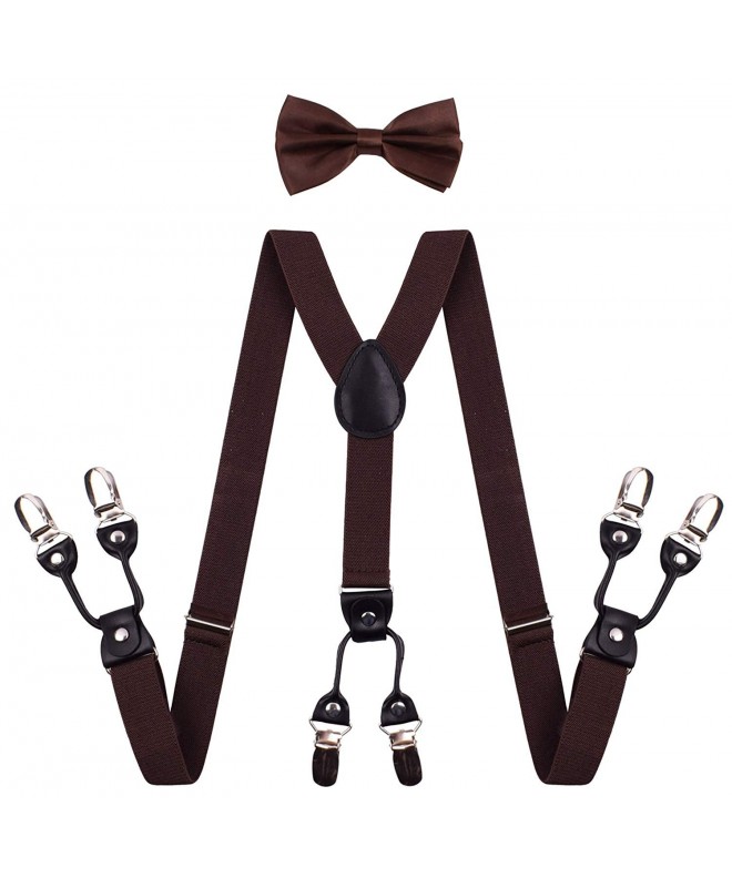 PZLE Mens Adjustable Suspenders Brown