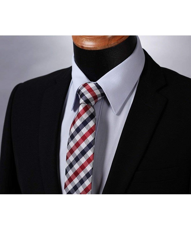 Men's Plaid Skinny Tie Handkerchief Woven Classic Men's Necktie ...