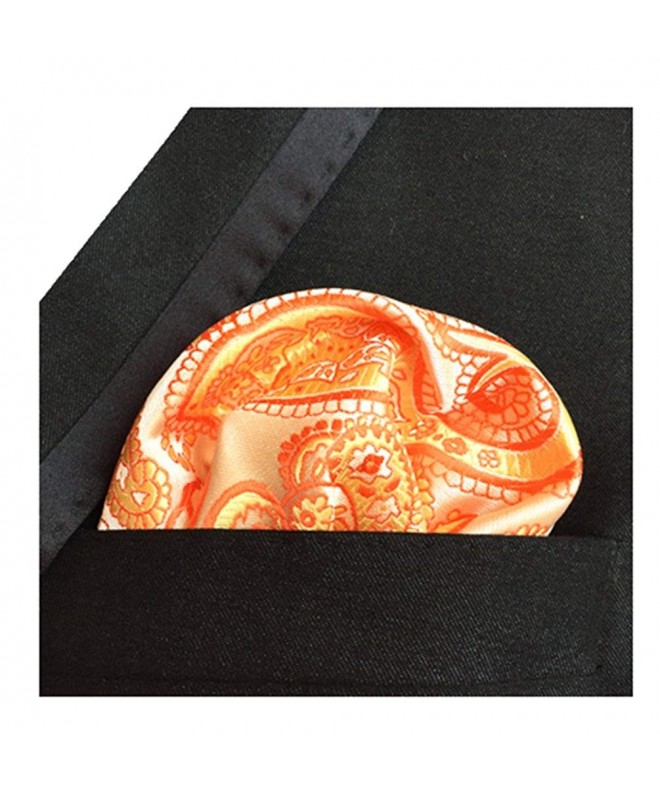 MENDENG Orange Paisley Pocket Handkerchief