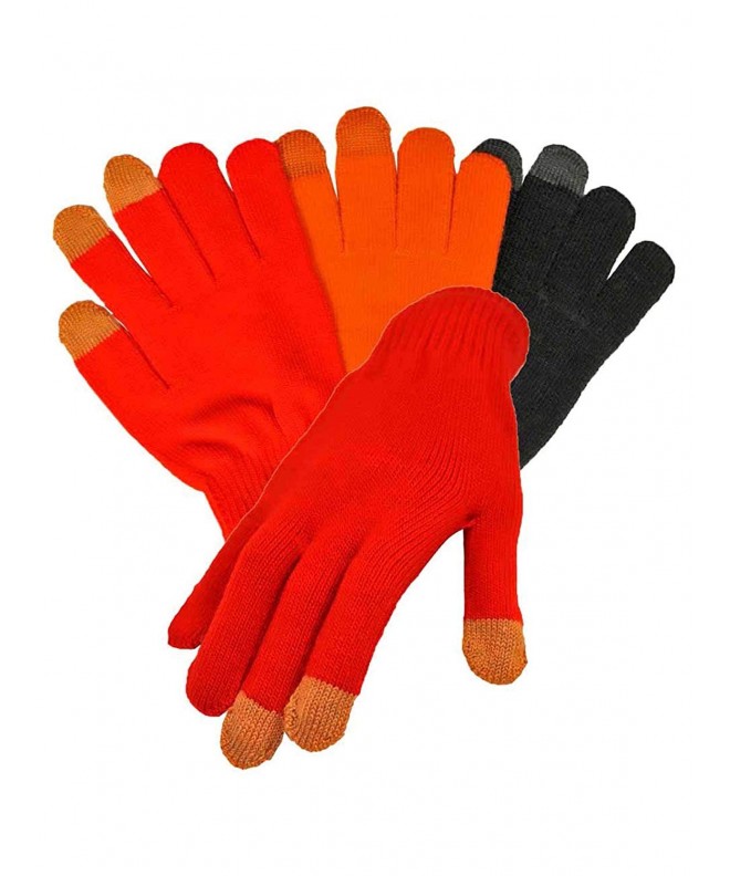 Black Orange Stretchy Texting Gloves