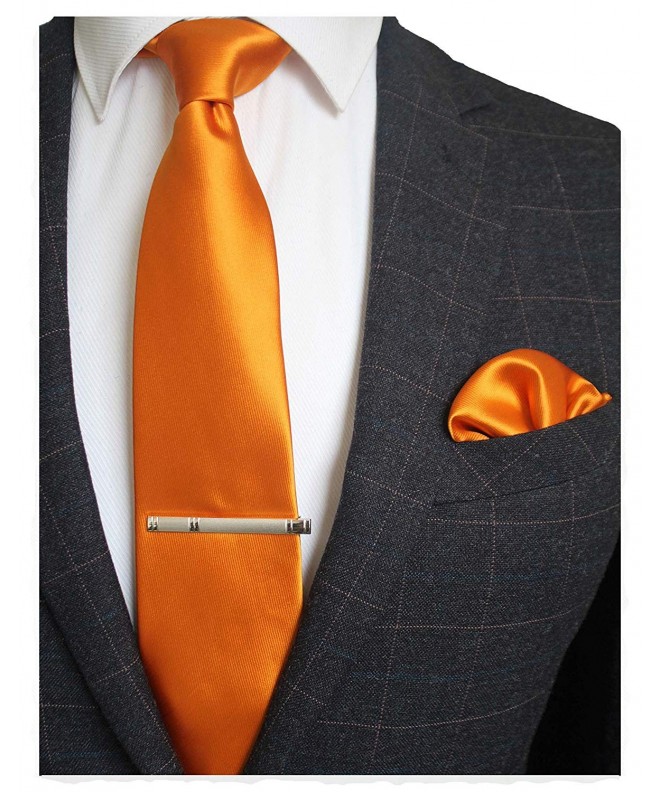 JEMYGINS Formal Orange Necktie Hankerchief