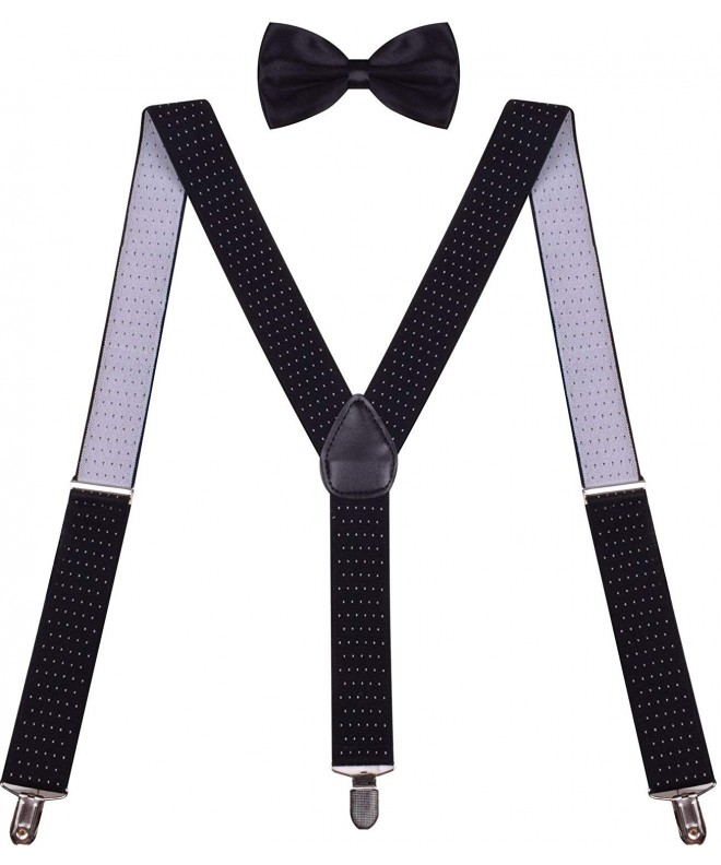 Mens Suspenders Adjustable Clips Black